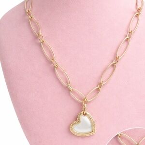 Mother of Pearl Heart Necklace with Oval Links